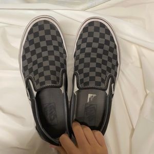 Dark grey checkered vans